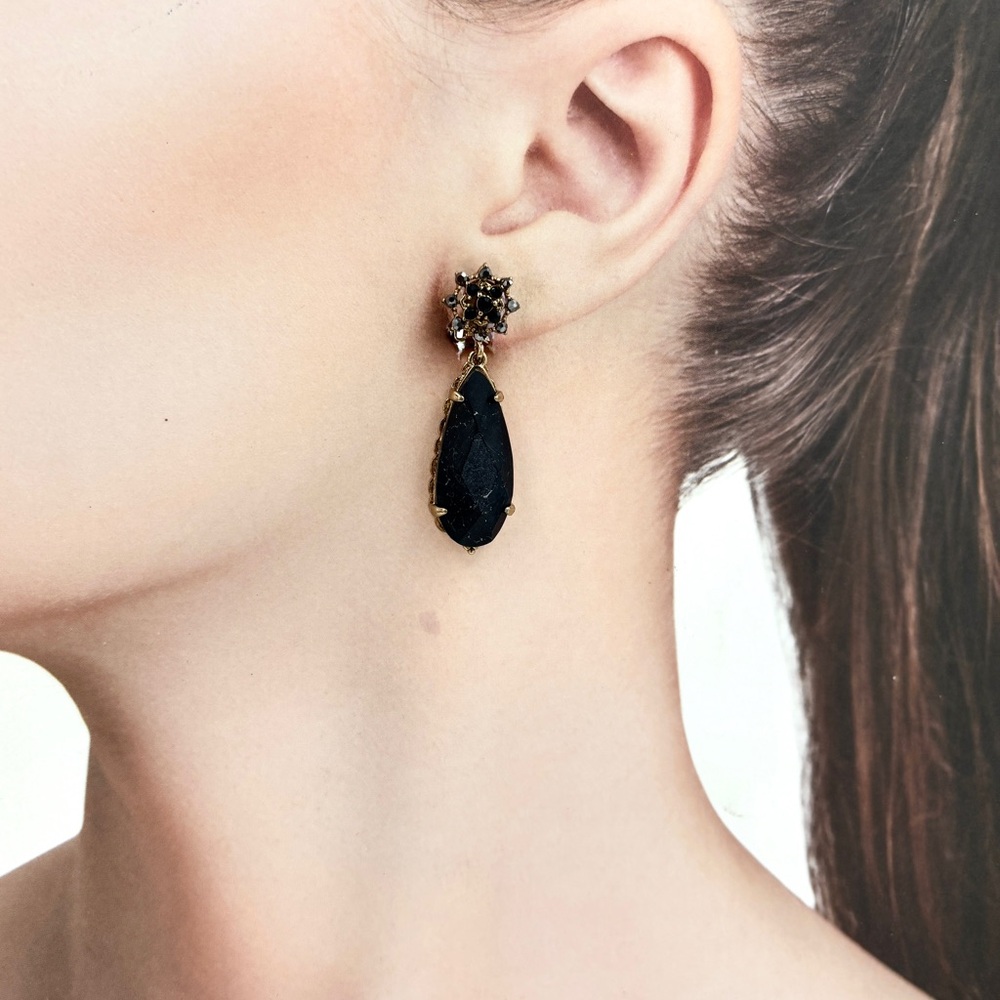 Jenny Packham Crystal & Black Stone Statement Wedding Party Birthday Earrings